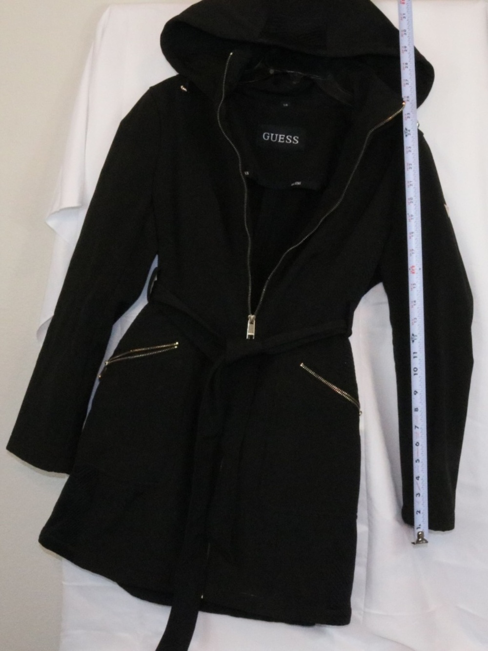 GUESS Women's Softshell Coat with Hood - Large Logoed ,Black. Ex. Condition! - Picture 5 of 11
